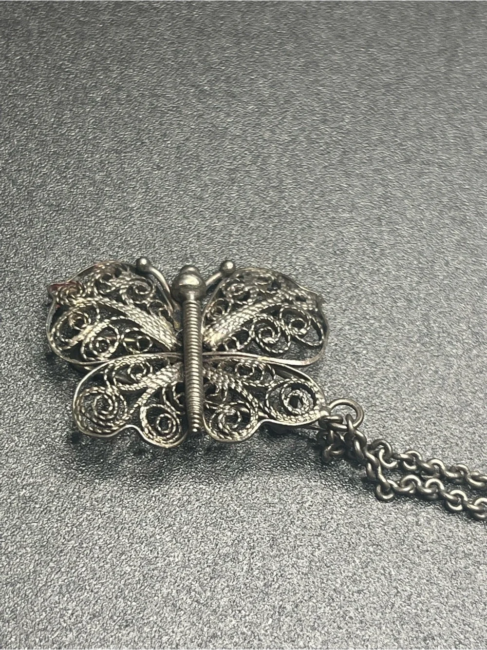 Vintage Sterling Silver Butterfly Sweater Guard or double brooch